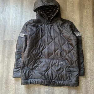 Grunt Style Woobie Hoodie Men's Large Quilt Puffer Quilted Drawstrings Military